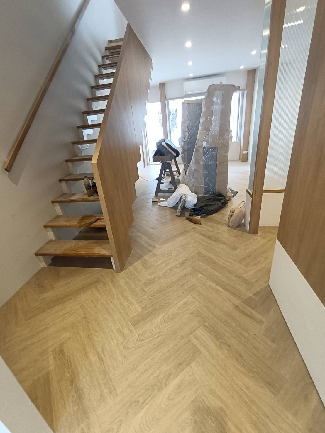 Extra Light Gold Teak Wood Herringbone product_closeup_image